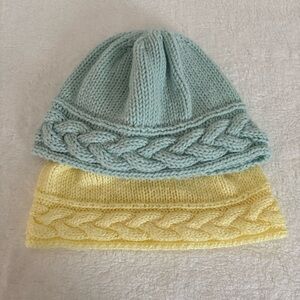 Set of 2 New Handmade Warm Soft Knit Hats